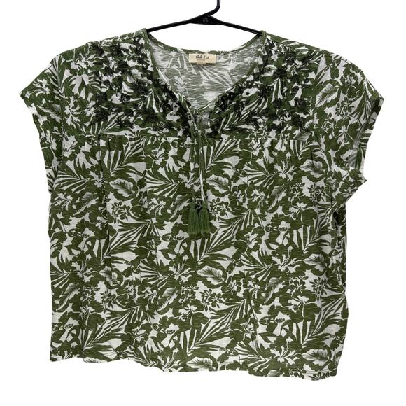 Style & Co Cotton Blend Green White Floral Short Sleeve Pull-On Top Women 2X - Picture 1 of 5